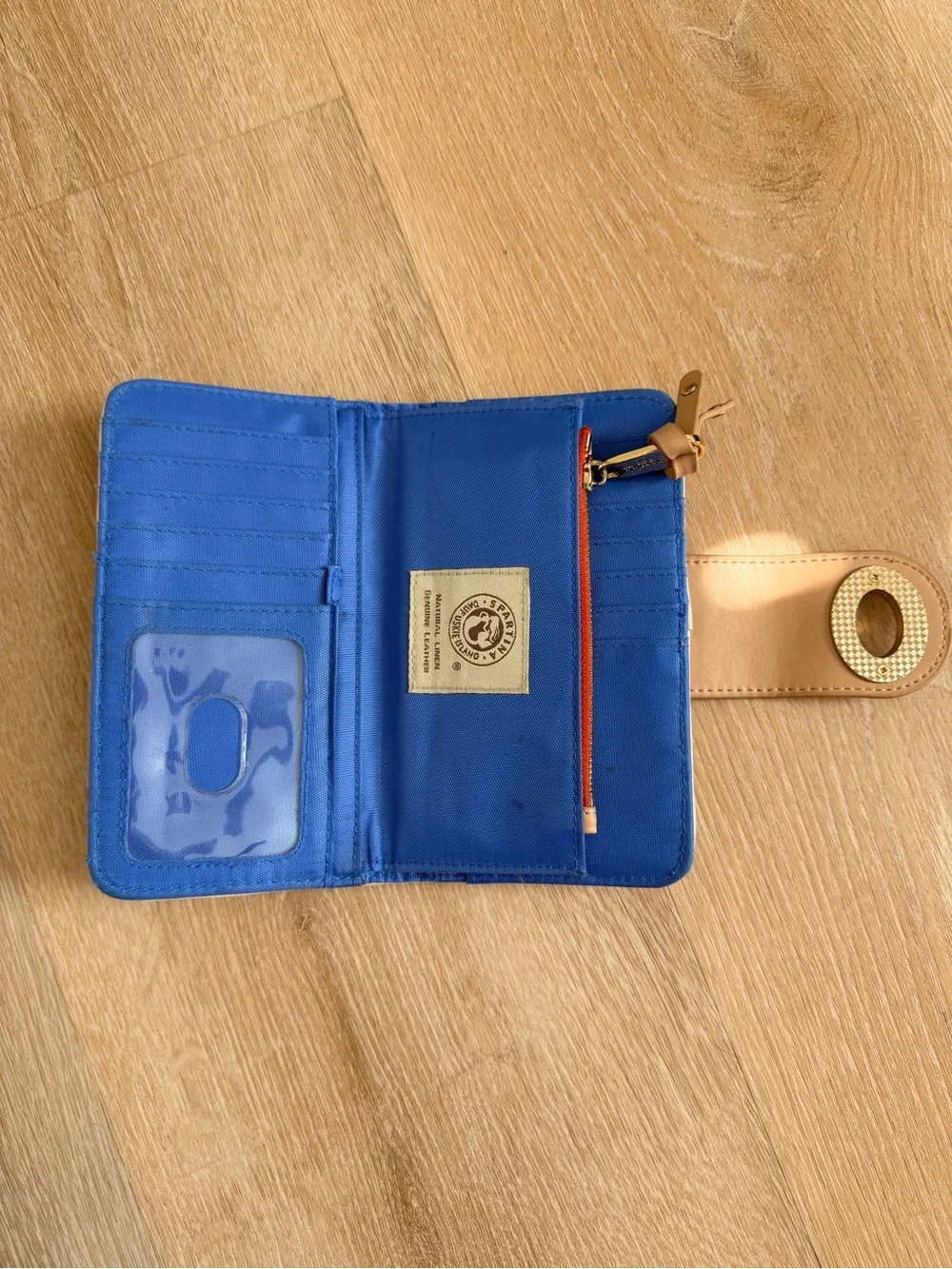 RARE Spartina 449 Turnkey Wallet Boheme Yacht Club Navy Floral Linen Leather